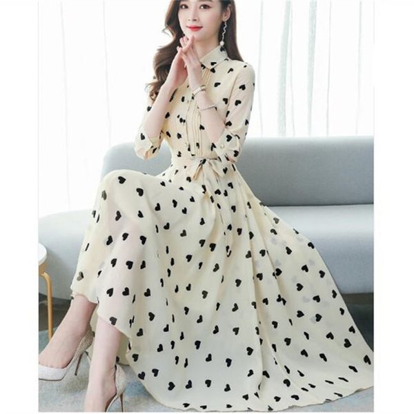 korean summer new stand-up collar seven-point sleeves temperament chiffon floral big swing dress women 210331, Black;gray
korean summer new stand-up collar seven-point sleeves temperament chiffon floral big swing dress women 210331, Black;gray