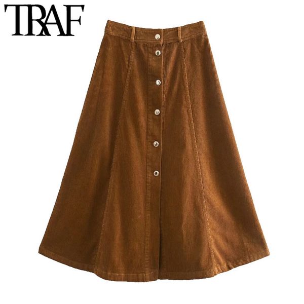 traf women chic fashion with metal button corduroy midi skirt vintage high waist flared hem female skirts mujer 210415, Black
traf women chic fashion with metal button corduroy midi skirt vintage high waist flared hem female skirts mujer 210415, Black