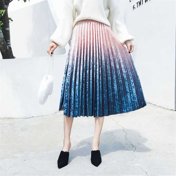 skirts gradient color gold velvet pleated skirt female autumn winter women high waist jupe longue t4ap, Black
skirts gradient color gold velvet pleated skirt female autumn winter women high waist jupe longue t4ap, Black