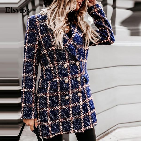 women's wool & blends casual long sleeve coats women elegant lapel button jackets outerwear fashion retro plaid office lady blazer over, Black
women's wool & blends casual long sleeve coats women elegant lapel button jackets outerwear fashion retro plaid office lady blazer over, Black