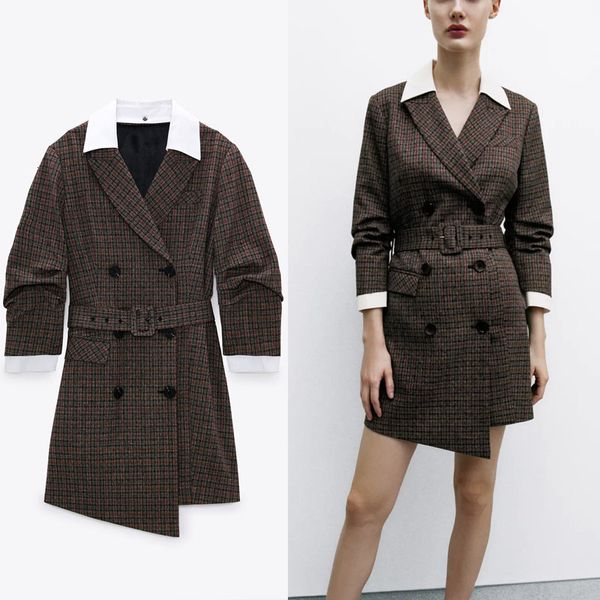 dresses vintage plaid patchwork blazer women long sleeve double breasted office es woman chic belted spring, Black;gray
dresses vintage plaid patchwork blazer women long sleeve double breasted office es woman chic belted spring, Black;gray