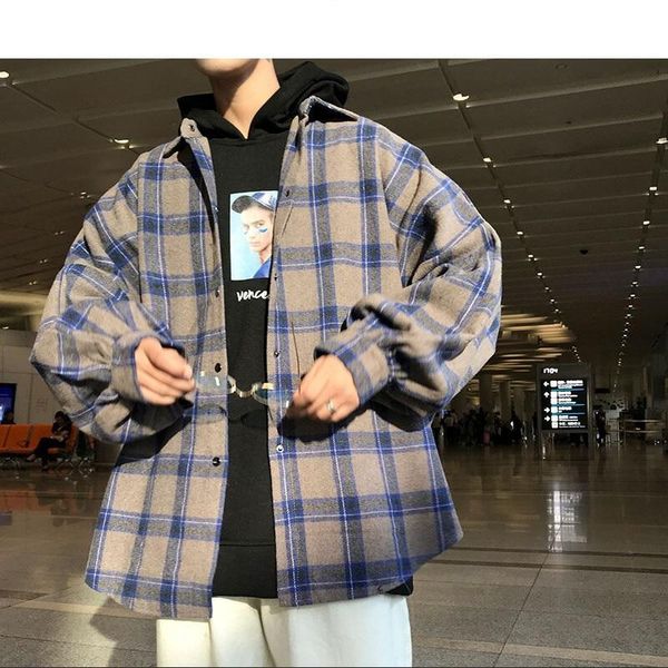 men's casual shirts men harajuku color block plaid shirt 2021 mens streetwear thick long sleeve male vintage korean fashions clothes, White;black
men's casual shirts men harajuku color block plaid shirt 2021 mens streetwear thick long sleeve male vintage korean fashions clothes, White;black