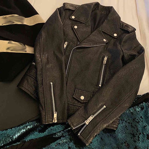 leather autumn winter women designer bling sheepskin jackets korean black short moto biker real leather coats a80
leather autumn winter women designer bling sheepskin jackets korean black short moto biker real leather coats a80