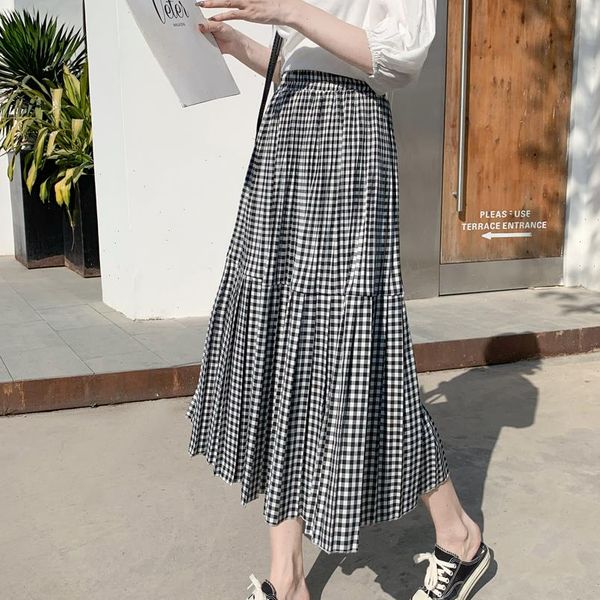 long plaid midi korean womens skirts spring summer pleated elastic high waist harajuku jurken preppy style vintage skater, Black
long plaid midi korean womens skirts spring summer pleated elastic high waist harajuku jurken preppy style vintage skater, Black