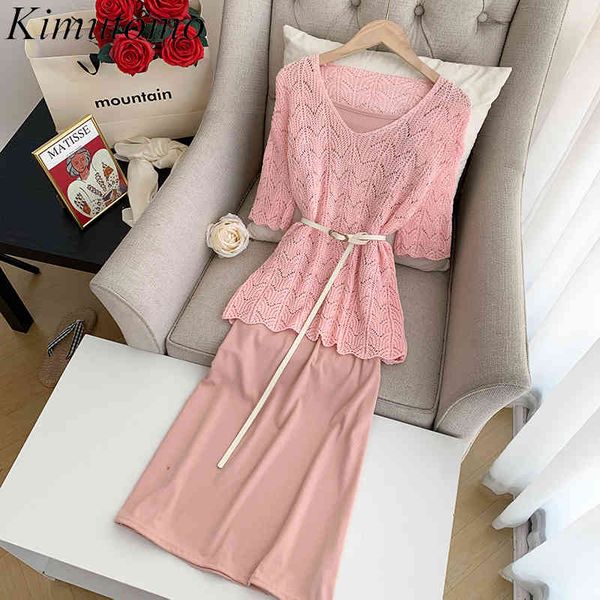 kimutomo elegant women suit summer korean hollow out v-neck short sleeve slim knitted thin + solid color sling dress 210521, White
kimutomo elegant women suit summer korean hollow out v-neck short sleeve slim knitted thin + solid color sling dress 210521, White