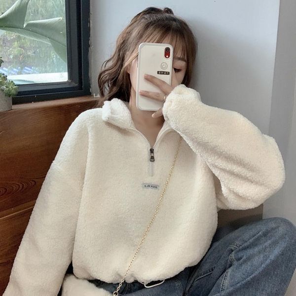 women's hoodies & sweatshirts autumn and winter imitation lamb velvet short plus thick hooded sweatshirt female loose student jacket ti, Black
women's hoodies & sweatshirts autumn and winter imitation lamb velvet short plus thick hooded sweatshirt female loose student jacket ti, Black