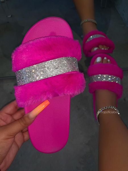 puimentiua furry slippers women summer 2021 casual crystal rhinestone bling outdoor female fluffy flop slides, Black
puimentiua furry slippers women summer 2021 casual crystal rhinestone bling outdoor female fluffy flop slides, Black