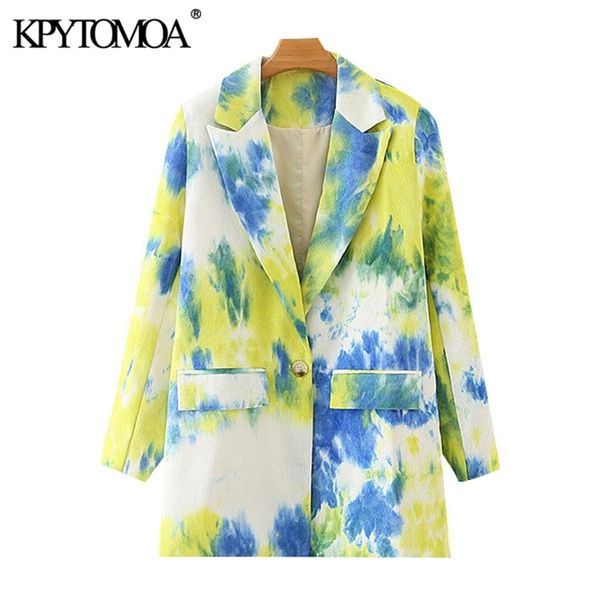 women fashion single button tie-dye print blazers coat vintage long sleeve pockets female outerwear chic 210421, White;black
women fashion single button tie-dye print blazers coat vintage long sleeve pockets female outerwear chic 210421, White;black