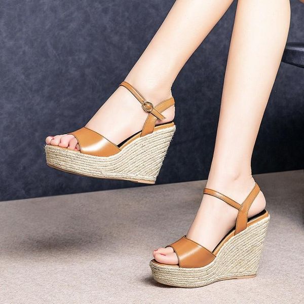 platform wedge high heels sandals female real genuine leather ankle strap fashion women party office shoes cane weaving dress, Black
platform wedge high heels sandals female real genuine leather ankle strap fashion women party office shoes cane weaving dress, Black