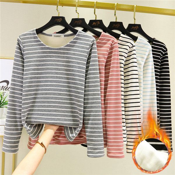 tracksuits the striped neck cotton sleeve woman winter clothes women's velvet femme shirt, Gray
tracksuits the striped neck cotton sleeve woman winter clothes women's velvet femme shirt, Gray