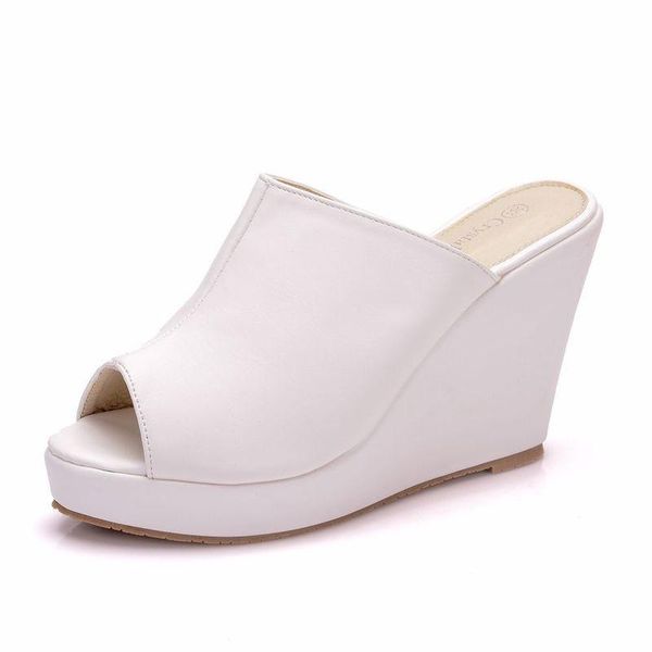 women sandals wedding party banquet pu slip on 9.5cm wedges high heels peep toe shoes sandalias mujer 2021 size 35-42, Black
women sandals wedding party banquet pu slip on 9.5cm wedges high heels peep toe shoes sandalias mujer 2021 size 35-42, Black