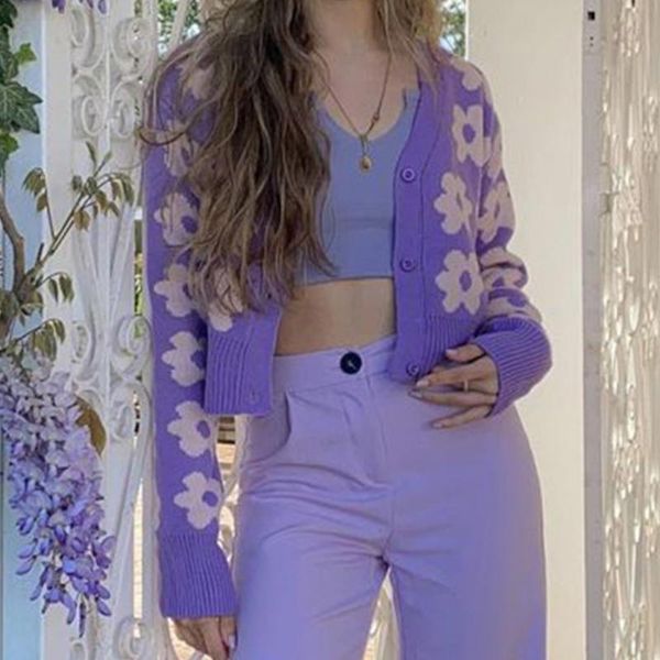 women's knits & tees cropped knitted sweater women vintage cardigan flower print casual sweet knitwear long sleeve pull femme, White
women's knits & tees cropped knitted sweater women vintage cardigan flower print casual sweet knitwear long sleeve pull femme, White