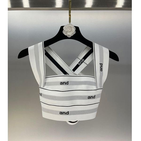 2022 crops vest runway fashion summer women letters stripe lady tanks elastic bandage sleeveless stretch crops vest, White
2022 crops vest runway fashion summer women letters stripe lady tanks elastic bandage sleeveless stretch crops vest, White