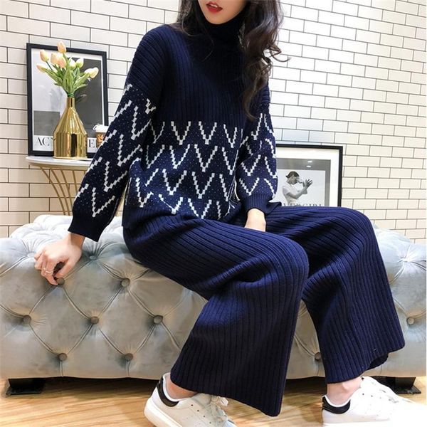 winter turtleneck pullovers loose sweater two piece set women water rapple kni + wide-leg knit pants suit black blue a093 women's, White
winter turtleneck pullovers loose sweater two piece set women water rapple kni + wide-leg knit pants suit black blue a093 women's, White