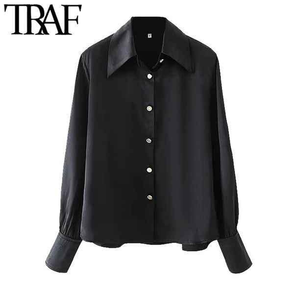 traf women fashion with metal buttons black blouses vintage long sleeve button-up female shirts blusas chic 210415, White
traf women fashion with metal buttons black blouses vintage long sleeve button-up female shirts blusas chic 210415, White