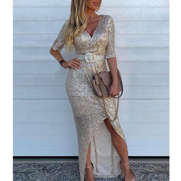 casual dresses women dress 2021 autumn sequined fashion maxi for vestido feminino without belt, Black;gray
casual dresses women dress 2021 autumn sequined fashion maxi for vestido feminino without belt, Black;gray