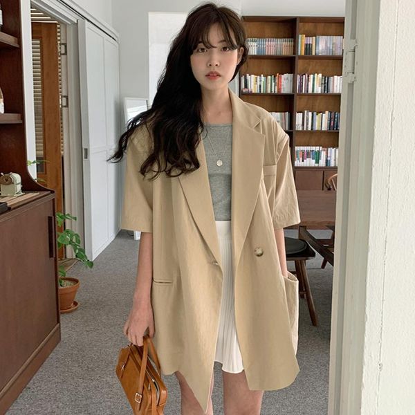 women's suits & blazers korea chic summer simple wild loose bf wind lapel one buckle shoulder pad short-sleeved cotton and linen suit j, White;black
women's suits & blazers korea chic summer simple wild loose bf wind lapel one buckle shoulder pad short-sleeved cotton and linen suit j, White;black