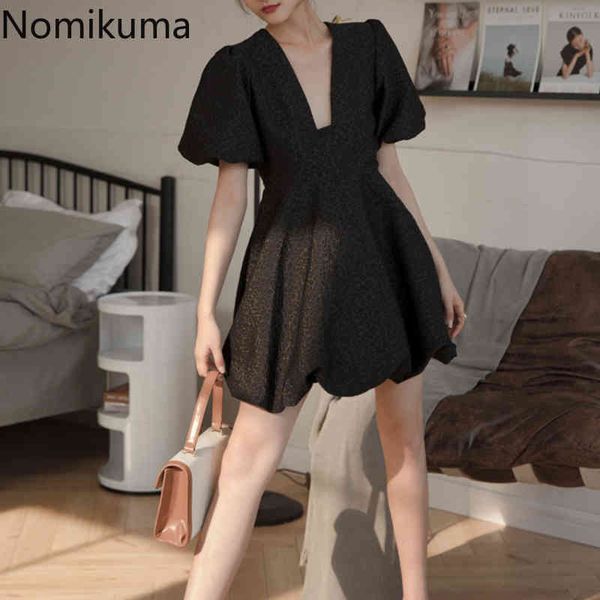 nomikuma v neck puff sleeve mini dress women summer solid color slim waist a line black dresses fashion trend vestidos mujer 210514, Black;gray
nomikuma v neck puff sleeve mini dress women summer solid color slim waist a line black dresses fashion trend vestidos mujer 210514, Black;gray