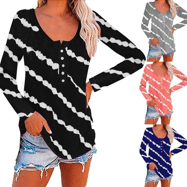 women's t-shirt 2021 summer printed long sleeve shirt loose round neck ladies fashion striped casual clothing, White
women's t-shirt 2021 summer printed long sleeve shirt loose round neck ladies fashion striped casual clothing, White