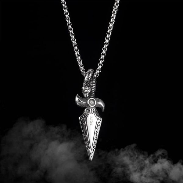 pendant necklaces european american retro street stainless steel spearhead color necklace men personality dagger hip hop jewelry, Silver
pendant necklaces european american retro street stainless steel spearhead color necklace men personality dagger hip hop jewelry, Silver