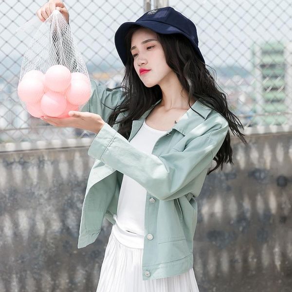women's jackets 2021 spring denim jacket short paragraph casual loose fashion solid long-sleeved, Black;brown
women's jackets 2021 spring denim jacket short paragraph casual loose fashion solid long-sleeved, Black;brown