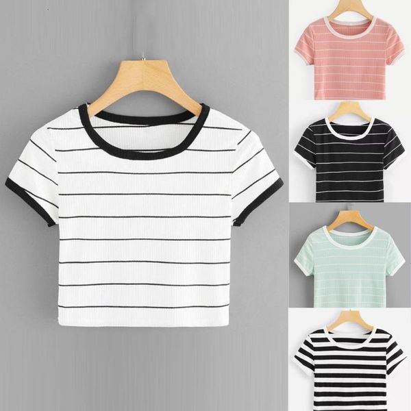 women's t-shirt summer casual stripe print short t shirt women o-neck sleeve tees t-shirt girls student fashion clothing m6 49j0, White
women's t-shirt summer casual stripe print short t shirt women o-neck sleeve tees t-shirt girls student fashion clothing m6 49j0, White