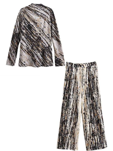 women's two piece pants adherebling 2022 woman suits sets autumn mock neck folds detail slim tees + ankle printed, White
women's two piece pants adherebling 2022 woman suits sets autumn mock neck folds detail slim tees + ankle printed, White