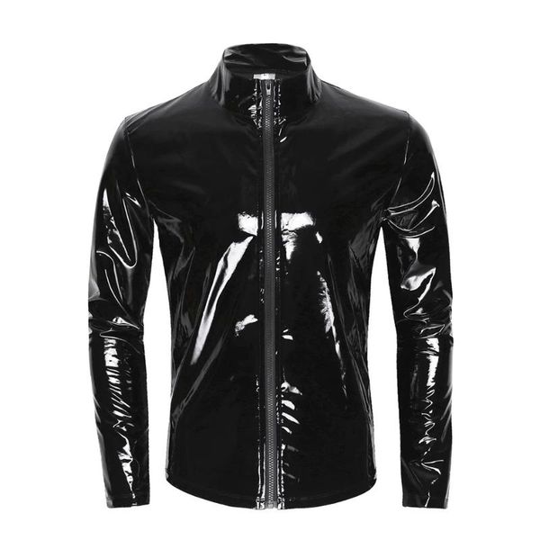 men's body shapers mens glossy pvc leather shirt male shiny metallic patent jacket sexi erotic shaping sheath latex casual coat, Black;brown
men's body shapers mens glossy pvc leather shirt male shiny metallic patent jacket sexi erotic shaping sheath latex casual coat, Black;brown