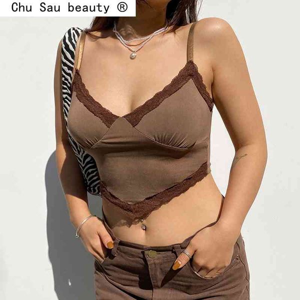 summer streetwear y2k lace trim brown cami fashion v neck clubwear crop women backless party s 210514, White
summer streetwear y2k lace trim brown cami fashion v neck clubwear crop women backless party s 210514, White