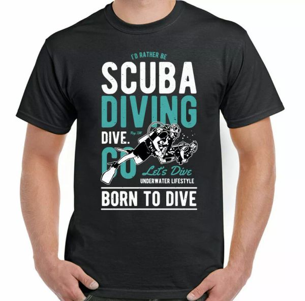 scuba diving t-shirt i 'd rather be mens funny deep sea ocean equipment, White;black
scuba diving t-shirt i 'd rather be mens funny deep sea ocean equipment, White;black
