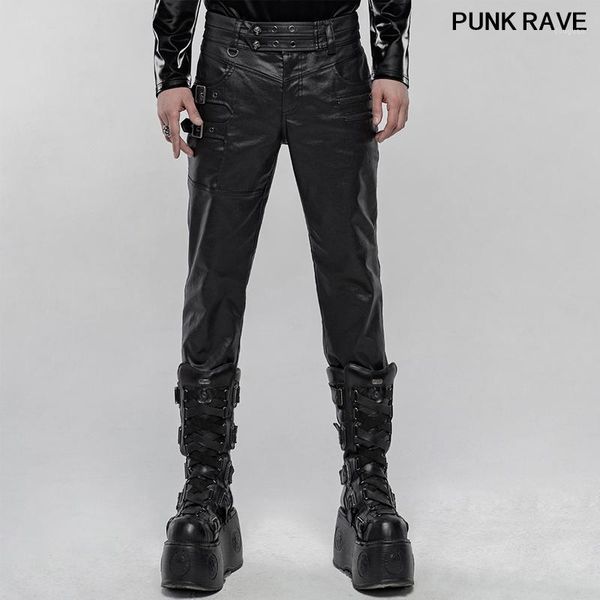 punk imitation leather belt decoration slim men pants classic rock black coating woven party club trousers rave wk-433pcm men's
punk imitation leather belt decoration slim men pants classic rock black coating woven party club trousers rave wk-433pcm men's