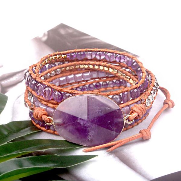tennis boho chic purple crystal healing stone wrap bracelets handmade for women genuine leather 5 strands bracelet, Golden;silver
tennis boho chic purple crystal healing stone wrap bracelets handmade for women genuine leather 5 strands bracelet, Golden;silver