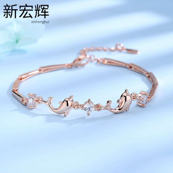 korean new female rose golden dolphin shining diamond bracelet temperament student mori hand jewelry, Black
korean new female rose golden dolphin shining diamond bracelet temperament student mori hand jewelry, Black