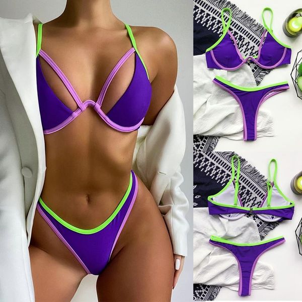 women's swimwear splicing underwired bikini swimsuit women 2-piece summer swimming bathing suit brazilian bikinis set, White;black
women's swimwear splicing underwired bikini swimsuit women 2-piece summer swimming bathing suit brazilian bikinis set, White;black