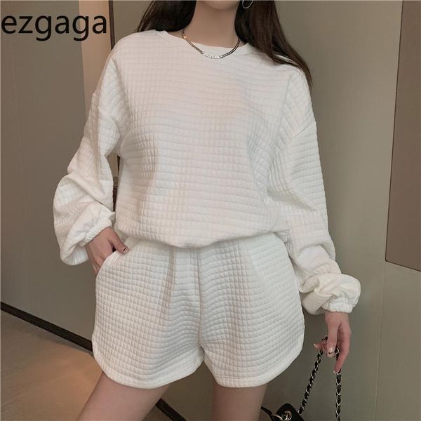 women's tracksuits ezgaga casual women two piece set long sleeve loose sweatshirt wide leg shorts sports style soft korean chic jumper, Gray
women's tracksuits ezgaga casual women two piece set long sleeve loose sweatshirt wide leg shorts sports style soft korean chic jumper, Gray