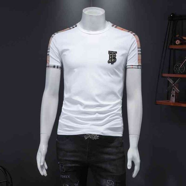 plaid stitching half men's 2021 summer new tb letter embroidery personalized slim fit solid color short sleeve t-shirt men, White;black
plaid stitching half men's 2021 summer new tb letter embroidery personalized slim fit solid color short sleeve t-shirt men, White;black