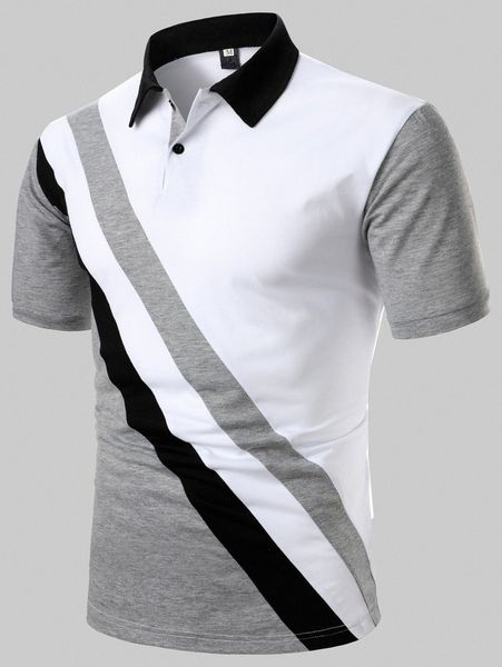 men contrast panel polo shirt f0zy#, White;black 
men contrast panel polo shirt f0zy#, White;black