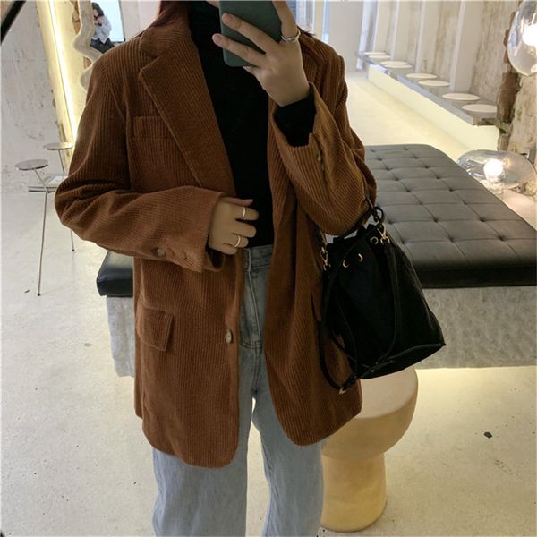casual loose corduroy blazer women formal vintage jacket office ladies elegant work wear blazers coat 210421, White;black
casual loose corduroy blazer women formal vintage jacket office ladies elegant work wear blazers coat 210421, White;black