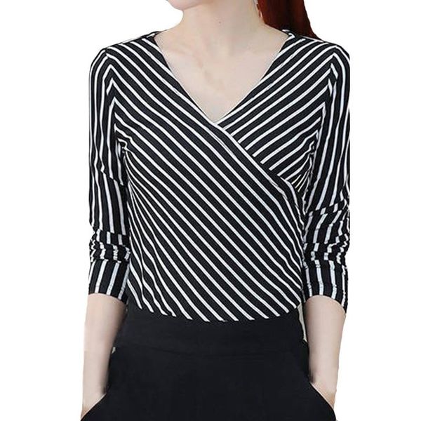 women's blouses & shirts 5xl plus size striped blouse women long sleeved v-neck spring casual tunic for elegant, White
women's blouses & shirts 5xl plus size striped blouse women long sleeved v-neck spring casual tunic for elegant, White