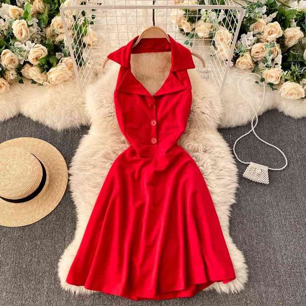 korea's summer dress for women v-neck halter neck big leaky back slim fashion elegant mini a-line button vestidos 210420, Black;gray
korea's summer dress for women v-neck halter neck big leaky back slim fashion elegant mini a-line button vestidos 210420, Black;gray