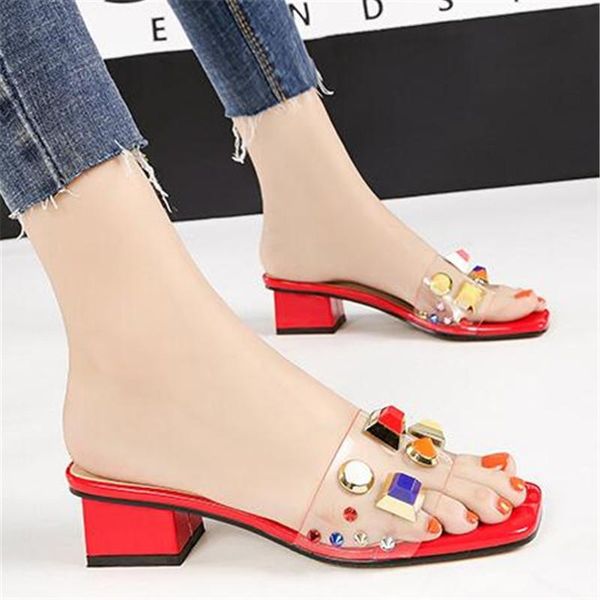 slippers 2021 summer women rhinestone female transparent pvc open toe med heel sandals fashion sweet casual lady jelly slides, Black
slippers 2021 summer women rhinestone female transparent pvc open toe med heel sandals fashion sweet casual lady jelly slides, Black