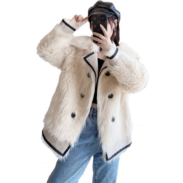 women's wool & blends autumn winter fake fox coat women long sleeve fashion lambswool lapel short faux fur jackets luxury outerwea, Black
women's wool & blends autumn winter fake fox coat women long sleeve fashion lambswool lapel short faux fur jackets luxury outerwea, Black