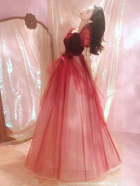 luxury street style dresses toast bride 2021 fugitive princs performance party collar long puffy skirt wine red engagement, Black;pink
luxury street style dresses toast bride 2021 fugitive princs performance party collar long puffy skirt wine red engagement, Black;pink