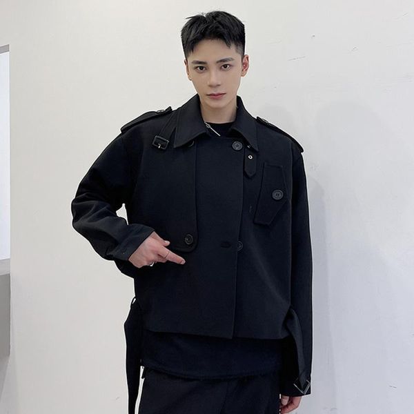 men's jackets autumn winter patch design bandage black jacket 2021 loose lapel single breasted long sleeve short coat workwear cloth, Black;brown
men's jackets autumn winter patch design bandage black jacket 2021 loose lapel single breasted long sleeve short coat workwear cloth, Black;brown