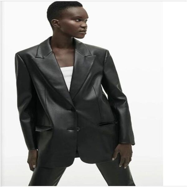women's leather & faux autumn 2021 women lapel two grain buckle solid long sleeve pu imitation small suits elegant temperament slim out, Black
women's leather & faux autumn 2021 women lapel two grain buckle solid long sleeve pu imitation small suits elegant temperament slim out, Black