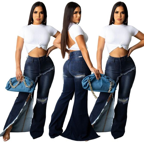 women's jeans chiclover holed for women streetwear denim flared pants cowboy slit trouser ripped fashion clothes wholesale, Blue
women's jeans chiclover holed for women streetwear denim flared pants cowboy slit trouser ripped fashion clothes wholesale, Blue