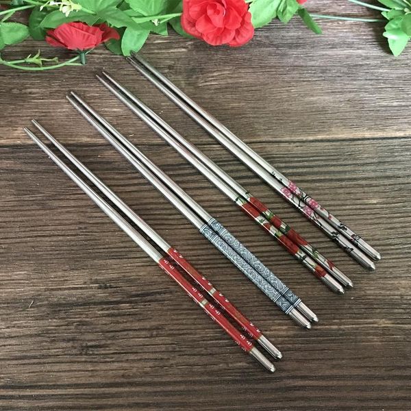 chopsticks 1 pair stainless steel length white flower patters sticks portable reusable 23cm palillos chinos
chopsticks 1 pair stainless steel length white flower patters sticks portable reusable 23cm palillos chinos