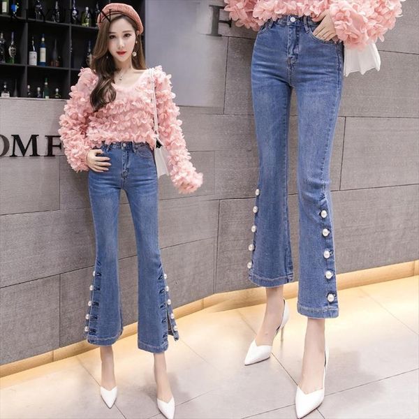 spring summer fashion high womens jeans waisted pearls beaded denim pants slim stretch split trumpet trouser xxl l2970, Blue
spring summer fashion high womens jeans waisted pearls beaded denim pants slim stretch split trumpet trouser xxl l2970, Blue