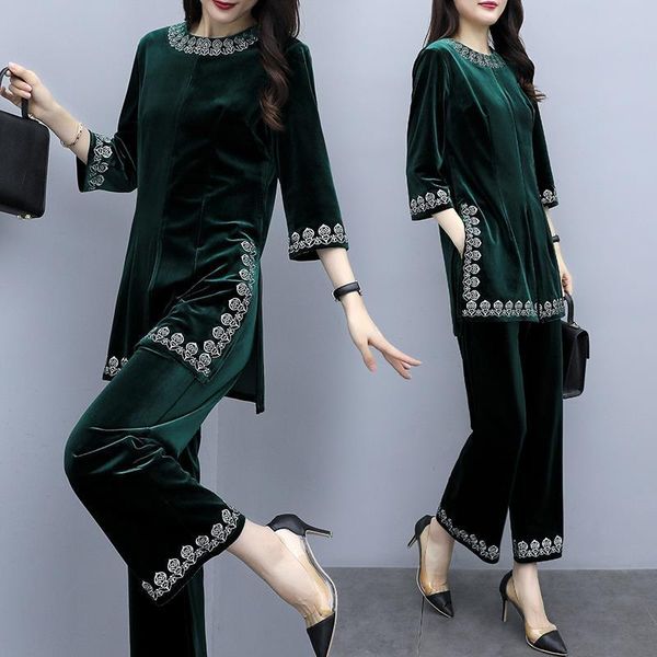 women's two piece pants embroidered velvet suit design 2 set women ensemble costume femme pieces pantalon trendy luxury clothing, White
women's two piece pants embroidered velvet suit design 2 set women ensemble costume femme pieces pantalon trendy luxury clothing, White