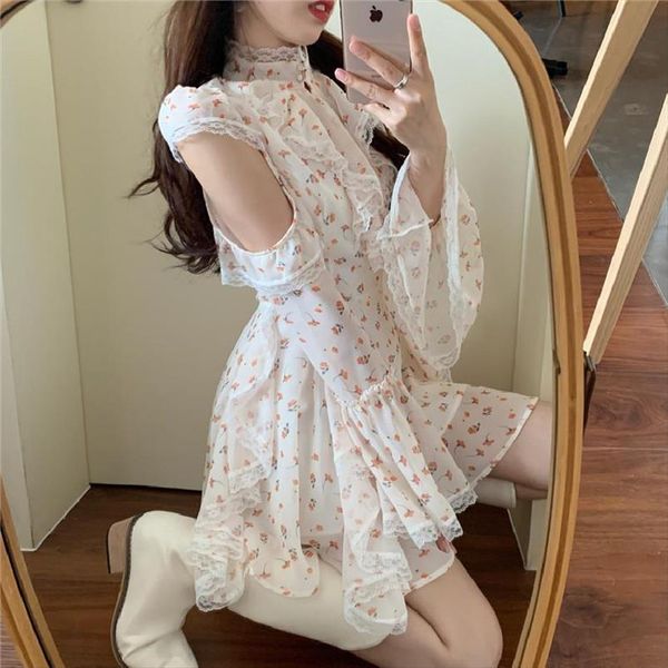 spring floral flare sleeve women dresses lace chiffon slim flower mini female party elegant one piece korean chic, Black;gray
spring floral flare sleeve women dresses lace chiffon slim flower mini female party elegant one piece korean chic, Black;gray